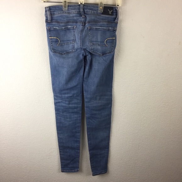 AEO American Eagle Distressed Skinny Jegging 0 - Picture 4 of 8